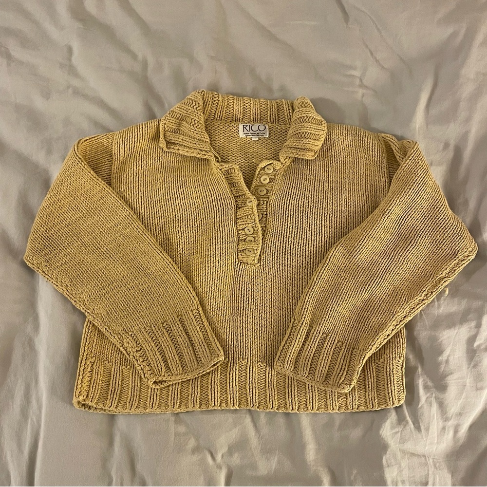 Rico Women's Yellow Cropped Knit Sweater
